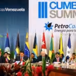 Opening session of the Petro Caribe 2007 Caracas Summit with President Hugo Chávez chairing the session along with then minister for foreign affairs, Nicolás Maduro. File photo.