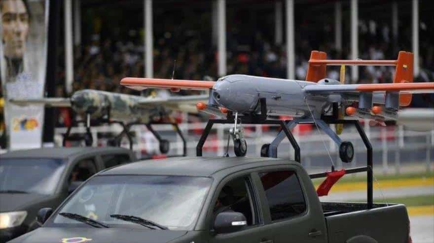 A ANSU-100 Venezuelan drone made with Iranian technology during a military parade in Caracas, July 5, 2022. Photo: HispanTV.
