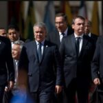 From right to left, former Chilean president Sebastian Pinera, Brazilian president Jair Bolsonaro, Colombian former president Ivan Duque, Ecuadorian former president Lenin Moreno and Argentinian former president Mauricio Macri. All these presidents marked an epoch of strong turn to the right in Latin American politics with governments strongly subservents to US interests. Photo: Esteban Félix/AP.
