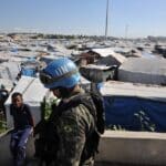 Brazilian UN troops patrolling a refugee camp in Haiti. Photo: Twiter/@walterdossier.