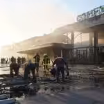 Fire in a shopping center in the city of Kremenchuk, Ukraine. File photo.