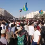 People protesting in the streets of Karakalpakstan, Uzbekistan. File photo.