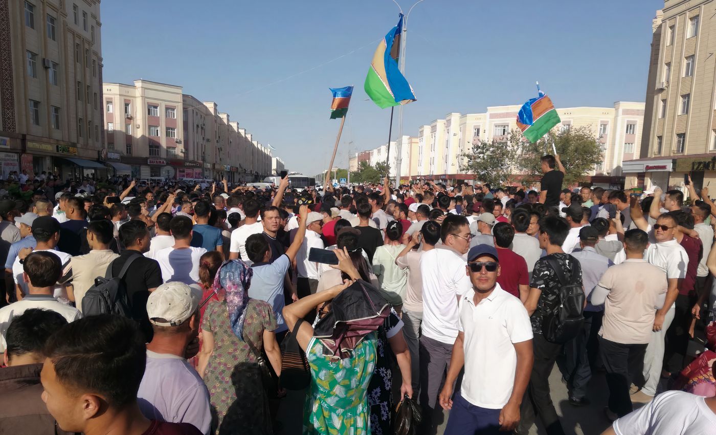 People protesting in the streets of Karakalpakstan, Uzbekistan. File photo.