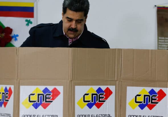 Venezuelan President Nicolas Maduro casting his vote in the 2018 presidential race. Photo: AP/Ariana Cubillos.