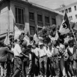 Young Algerians parade in front of the faculties in Algiers, waving Algerian flags and celebrating, on 2 July 1962, a day after the self-determination referendum on the independence of their country. Photo: AFP/File.