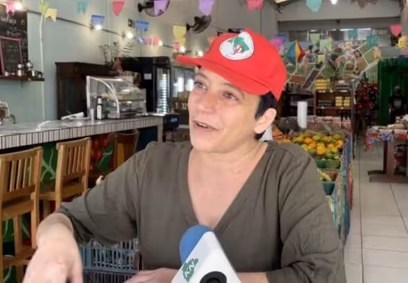 Cassia Bechara of the MST National Board in interview with Kawsachun News at Armazém do Campo in São Paulo, on June 29, 2022. Photo: Kawsachun News.