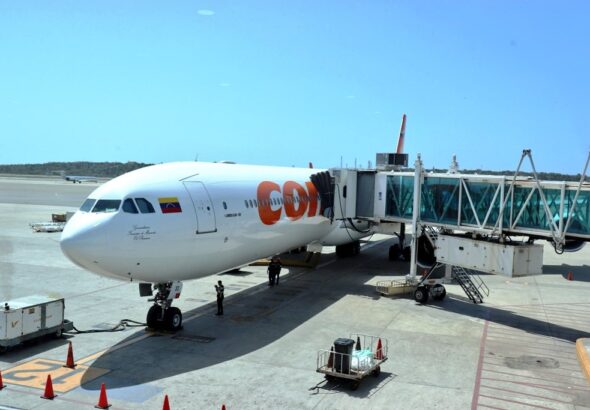 Conviasa Airbus 300 docked at the Simón Bolívar International Airport. File photo.