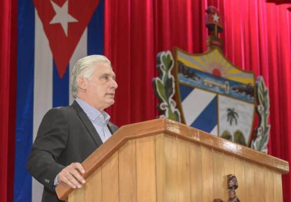 Cuban President Miguel Díaz-Canel speaks in the National Assembly of Cuba. Photo: PCC.