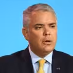 Colombian President Iván Duque speaks on the sidelines of the 9th Summit of the Americas, held in Los Angeles, on June 8, 2022. Photo: AFP.