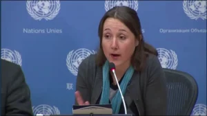 UN Press Briefing on Syria Featuring Eva Bartlett. Photo: The Canadian Patriot.