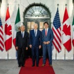 Mexican President Andres Manuel Lopez Obrador, US President Joe Biden and Canadian Prime Minister Justin Trudeau at the White House. File photo.