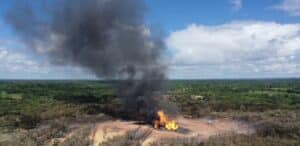 Pipeline explosion in the east of Venezuela seen from the air, an act of sabotage according to Minister for Oil Tareck El Aissami. Photo: Twitter/@TareckPSUV.
