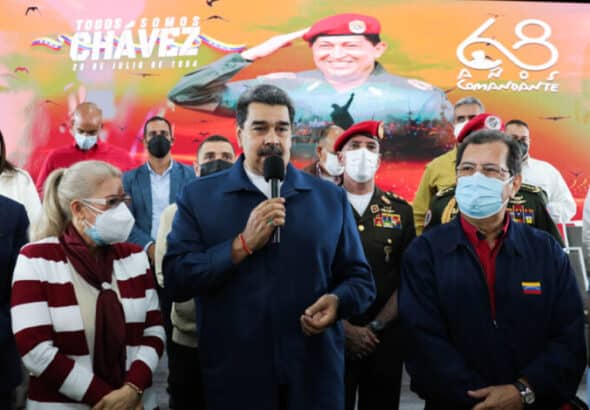 President Maduro speaks at event celebrating the 68th anniversary of birth of Commander Hugo Chávez. Photo: Presidential Press.
