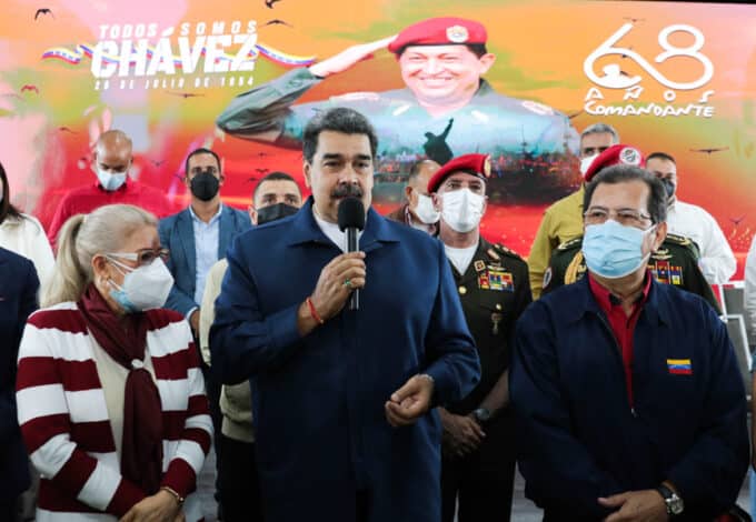 President Maduro speaks at event celebrating the 68th anniversary of birth of Commander Hugo Chávez. Photo: Presidential Press.