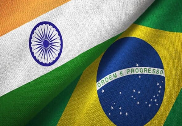 An Indian and a Brazilian flag. File photo.