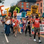 Morgan (second from left) marching during a Pride parade in Washington DC with fellow members of the Party for Socialism and Liberation. Photo: Morgan Artyuhkina.