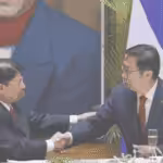 Nicaraguan Foreign Affairs Minister Denis Moncada shakes hands with the Ambassador of China in Nicaragua, Chen Xi. Photo: El19Digital.
