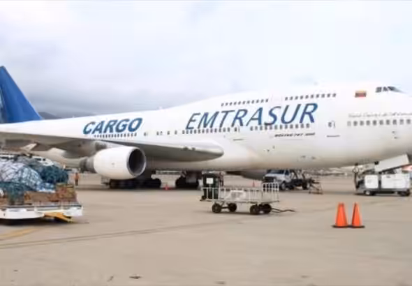 The Boeing 747-300 of Venezuelan cargo airline Emtrasur grounded in Argentina. Photo: HispanTV.