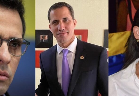 Venezuelan opposition politicians (left to right) Henrique Capriles, Juan Guaidó, and María Corina Machado. Photo composition by Orinoco Tribune.