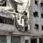 City block in Syria destroyed by US bombing. File photo.