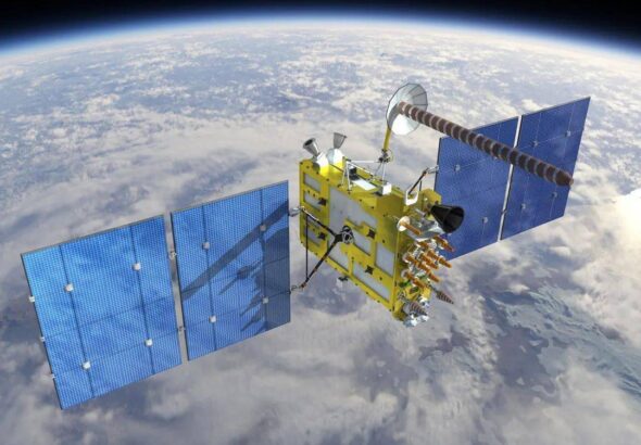 Digital animation of Glonass satellite. File photo.