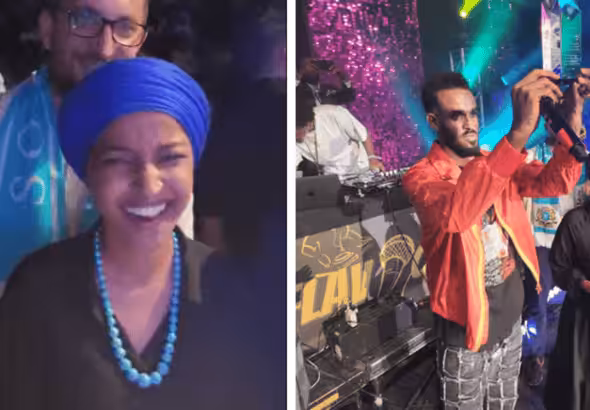 Photo composition with US Congresswoman Ilhan Omar (left) and Somali singer Suldaan Seeraar (right). Photo: TheGrayZone.