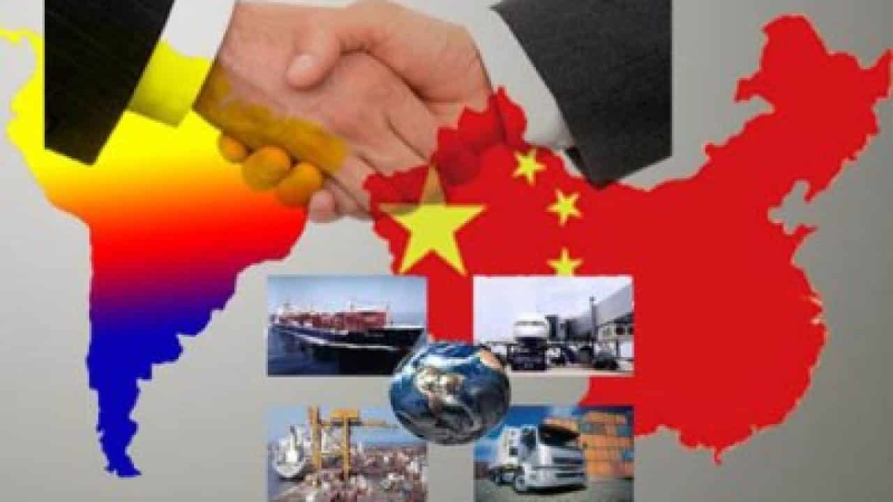 Photographic composition showing Latin America and China united by two hands. File photo.