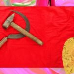 Photo composition showing a Soviet Union flag next to a golden heart. Photo: Midwestern Marx.