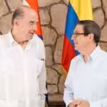 Colombian Foreign Minister Álvaro Leyva and his Cuban counterpart, Bruno Rodríguez, in Havana. Photo: Cuban Foreign Ministry.
