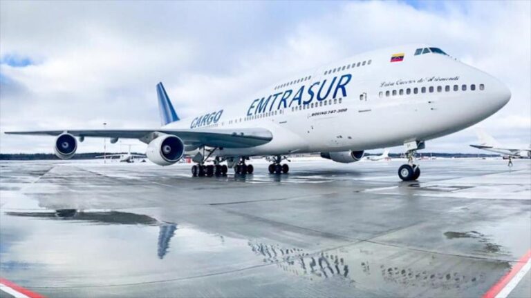 The Boeing 747-300 in Argentina on the 6 of June, 2022. Photo: HispanTV.