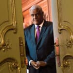 African Union Commission Chairman Moussa Faki Mahamat during a news conference following talks with Russian Foreign Minister Sergei Lavrov at the Russian Foreign Ministry’s Reception House. Photo: Dmitry Lebedev/Kommersant/Sipa via AP Images.