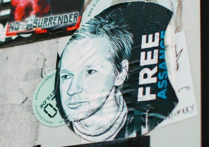 Banners displayed at a protest demanding freedom for Julian Assange, in Germany. Photo: Markus Spiske.