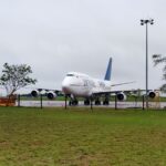 The EMTRASUR Boeing 747-300 photographed in Ciudad del Este, Paraguay, a few months before its controversial detention in Argentina. File photo.