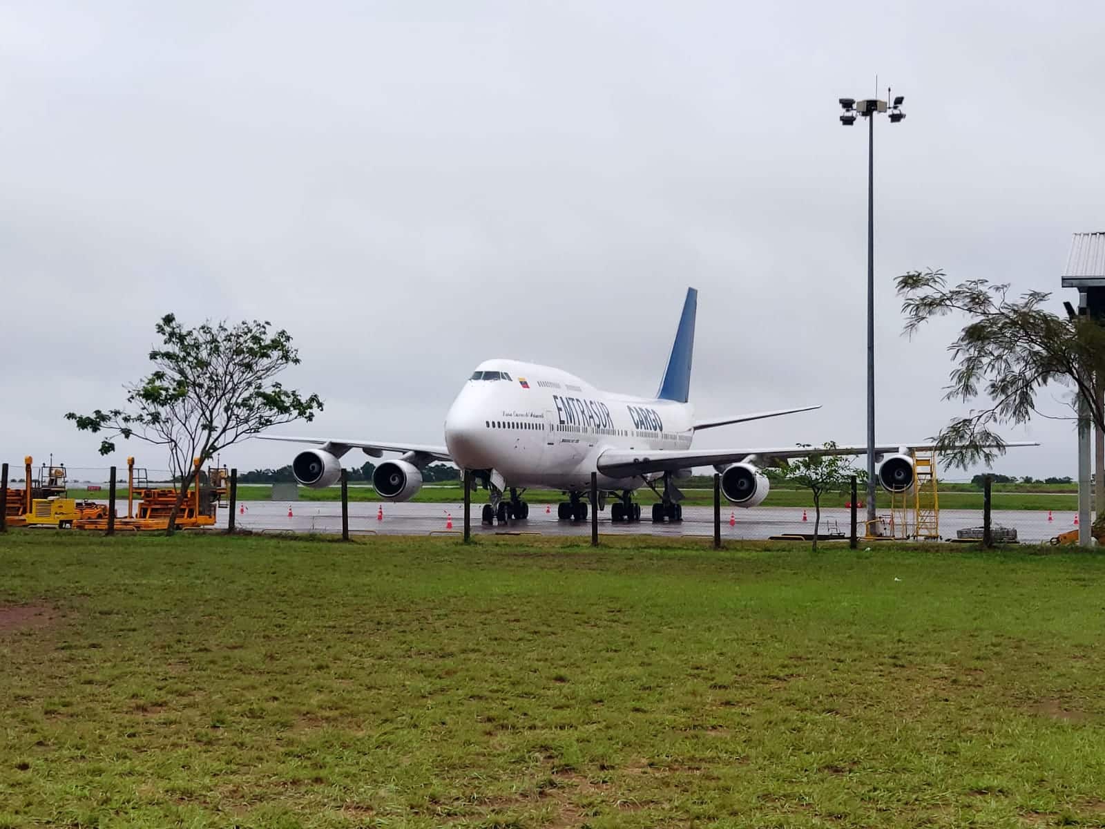 The EMTRASUR Boeing 747-300 photographed in Ciudad del Este, Paraguay, a few months before its controversial detention in Argentina. File photo.