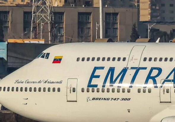 Venezuelan Boeing 747-300 belonging to EMTRASUR and grounded under bogus circumstances in Argentina. Photo: La Nacion/GDA.