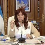 Argentine Vice President Cristina Fernández de Kirchner in her Senate office, presenting her statement on the latest lawfare against her. Photo: cfkargentina.com.