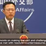 Chinese Foreign Ministry spokesperson Zhao Lijian issues warnings as US House Speaker Nancy Pelosi is set to visit Taiwan. Screenshot from Shanghai Eye program.