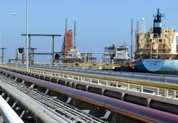 An oil tanker at the loading terminal of the José Antonio Anzoátegui refinery of Venezuela. File photo.