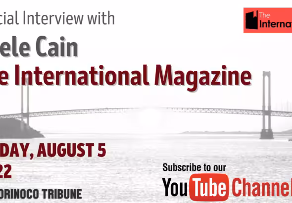 Graphic of Orinoco Tribune's YouTube video with the interview of Adèle Cain, executive editor of the International Magazine. Photo: Orinoco Tribune.