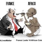 Caricature showing two men, a very skinny African feeding an obese Frenchman. File photo.