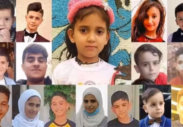 Images of several Palestinian children killed during Israeli bombing in the Gaza Strip between August 5 and 7, 2022. Photo: MEE.