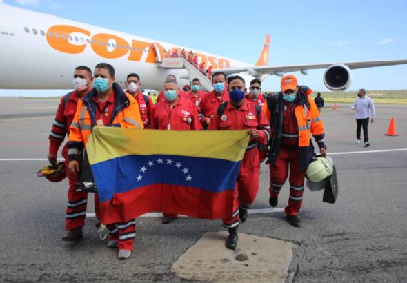 Venezuelan firefighters arriving to Venezuela after helping the Cuban people extinguishing the Matanzas fire. Photo: Twitter/@PDVSA.