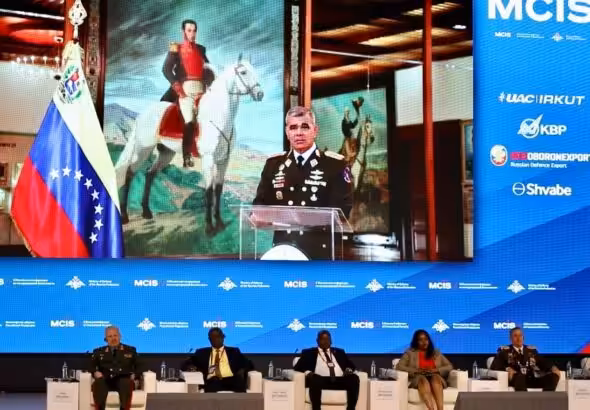 Venezuelan Defense Minister Vladimir Padrino during his virtual speech at the Moscow Conference on International Security, Moscow. August 1, 2022. Photo: Twitter/@PrensaFANB.