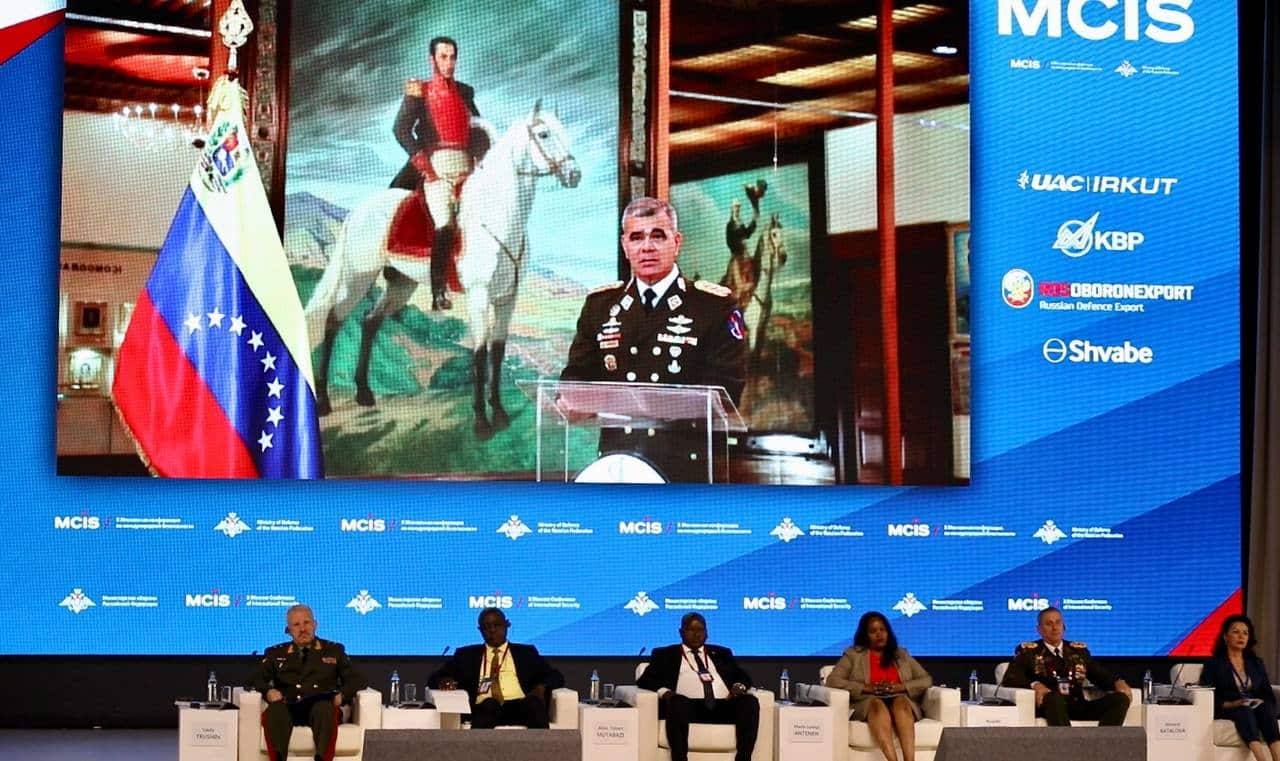 Venezuelan Defense Minister Vladimir Padrino during his virtual speech at the Moscow Conference on International Security, Moscow. August 1, 2022. Photo: Twitter/@PrensaFANB.