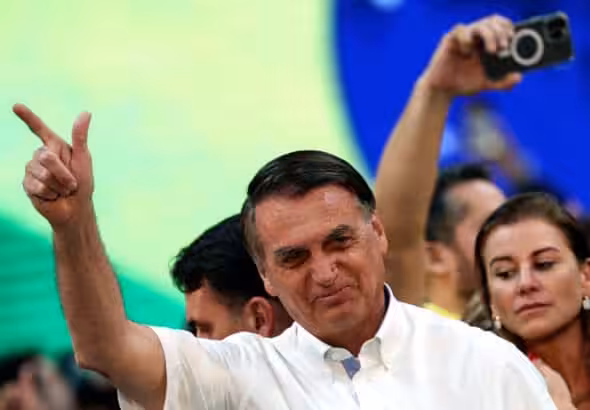 President of Brazil Jair Bolsonaro at the Liberal Party (PL) national convention where he was official officially appointed as candidate for re-election on 24 July 2022 in Rio de Janeiro, Brazil. Buda Mendes/Getty Images.