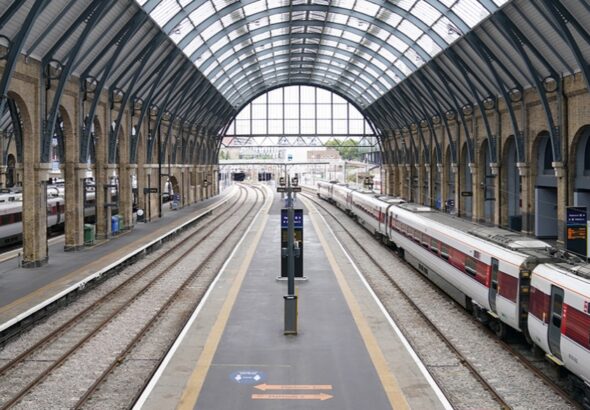 Empty platforms at King's Cross railway station in London. Rail services have been severely disrupted as members of the Transport Salaried Staffs Association (TSSA) and the Rail, Maritime and Transport (RMT) union strike in a continuing row over pay, jobs and conditions. Photo: Morning Star.