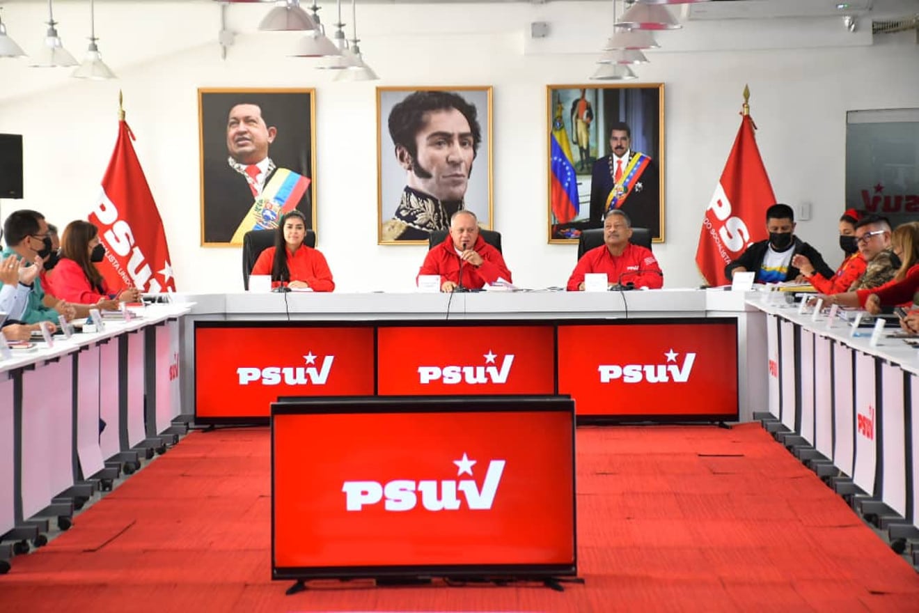 Diosdado Cabello speaks at a PSUV press conference. Photo: PSUV.