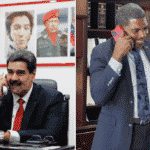 Venezuelan President Nicolás Maduro (left) and prime minister of Saint Kitts and Nevis, Terrance Drew (right) speaking on the phone. Photo: Twitter/@NicolasMaduro.