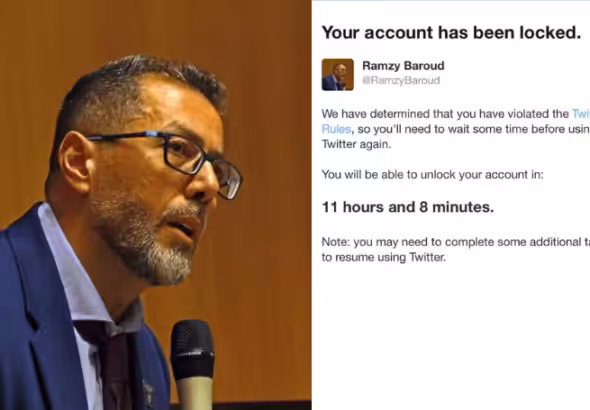 Twitter locks account of Palestine Chronicle’s editor, Dr. Ramzy Baroud. Photo: Palestine Chronicle.