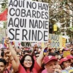 A protest in Venezuela defending national sovereignty against US and European blockade of the country. Photo: People's Dispatch.